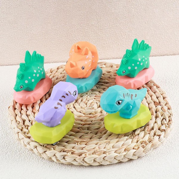 6 st/set Dinosaurie Dra Tillbaka Bil Leksak Inget Batteri Krävs Tröghetsdrift Färgglada Barn Småbarn Mini Dino Lastbil Fordonsleksak Modell Figur Pojkar Födelsedag