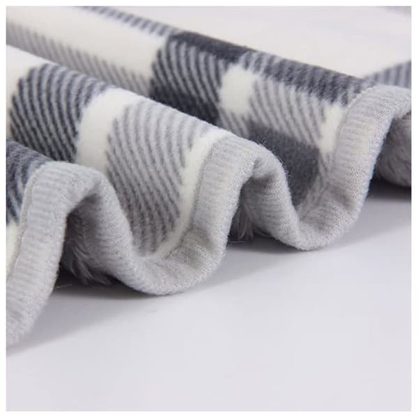 Fleece Sjal/Kappe/Tæppe til Kvinder – Varm Vinteromslag med Knapper – Ternmønster, 80x135cm – Stil 1