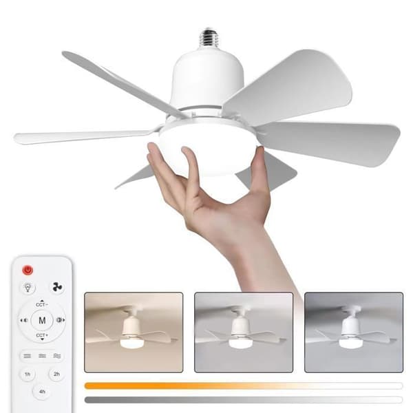 30W LED takvifte, 42 cm diameter, 6 blader, E27 sokkel, 3 hastigheter, fjernkontroll, timer