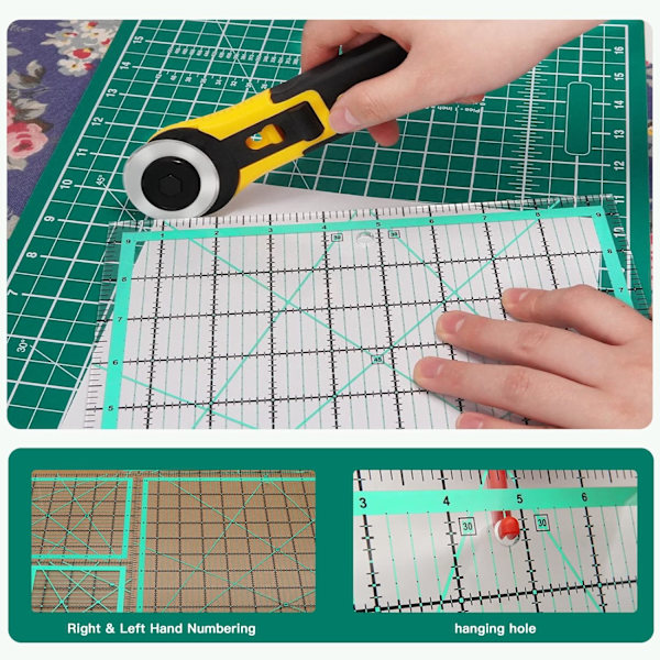 4 stk. firkantede quiltelinealer (12,5”/ 9,5”/ 6”/ 4,5”) Syning Akryl lineal Antiskrid Metric lineal DIY Quilteværktøjer med klare trykte linjer til præcis