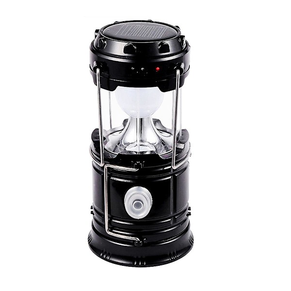Solcellsladdad bärbar lykta teleskopisk ficklampa multifunktions utomhus camping nöd tältlampa