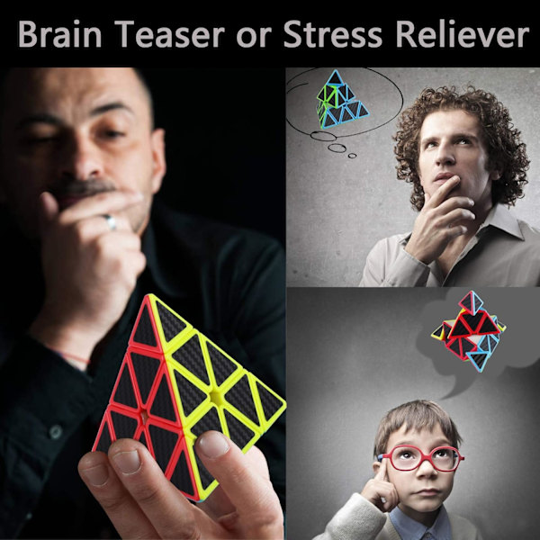 3x3 3x3x3 Pyramide Cube Glat Hastighed Pyraminx Magisk Terning 3D Puslespil Hjerne Teaser Strømpe Fyldstof til Børn og Voksne Carbon Fiber