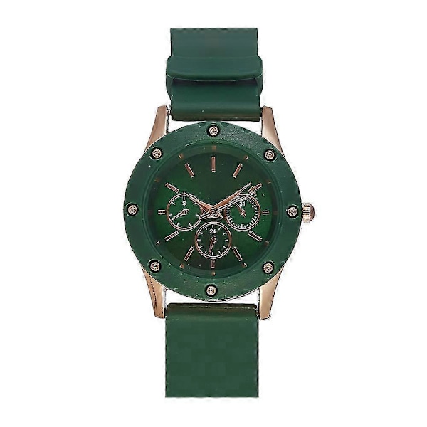 Ny Äkta Vara Damklocka Silikonarmband Kvarts Vattentät Klocka Green