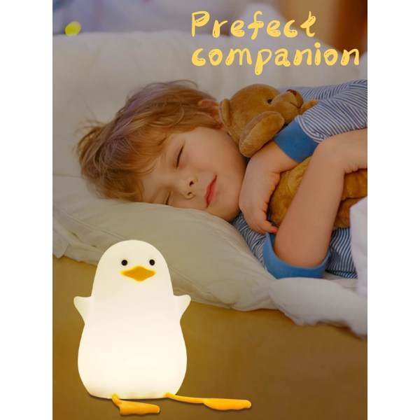 Anka Nattlampa, mjuk silikon Nattlampa för barn för barn, USB LED Touch Lampa Inredning i sovrum i barn som julklappar för pojkar, flickor