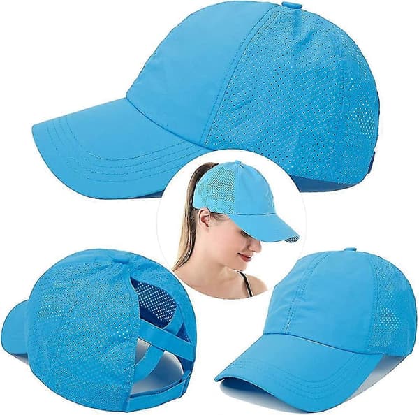 Baseballcaps med kryss og hestehale for kvinner Blue