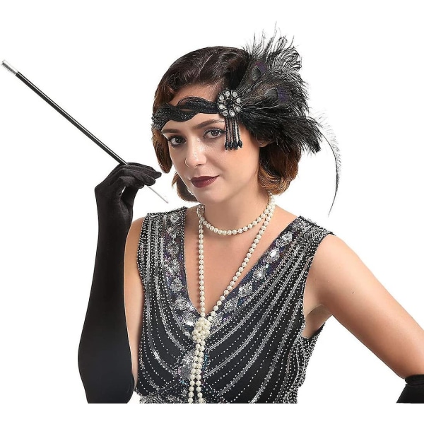 1920-luvun pääpanta, Crday Feather Crystal Vintage Roaring 20-luvun päähinetarvikkeet