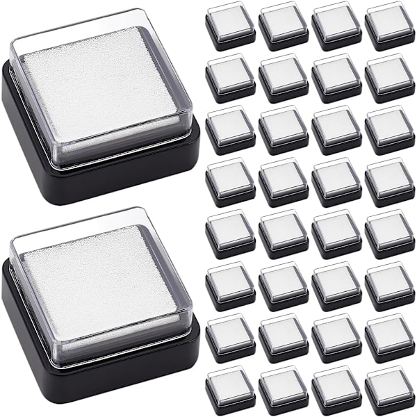 30 stk. tomme blækfri stempelpuder - Mini tommelfingeraftrykssvamp - Stempelpuder i sort skum med hurtig tørring - Ufarvede puder til farverig blækrefill - Maling - DIY