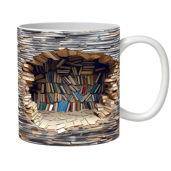 3D Bokhylle Krus, En Bibliotekshyllekopp, Kreativ Romdesign Flerbrukskopper For Lesere Grey