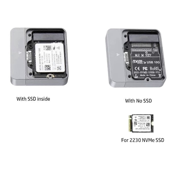 M.2 NVMe 2230 SSD Kotelo USB C Adapteri 10Gbps USB3.2 Gen2 Ulkoinen Kotelo M2 2230 NVMe SN740/SN530 520/PM991A A