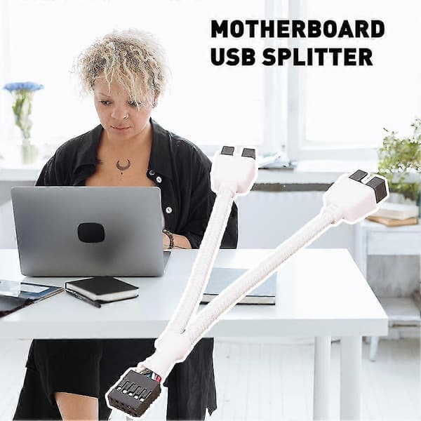Moderkort 9-pin USB Header till Dubbel USB2.0 9-pin Splitter Hub Förlängningskabel