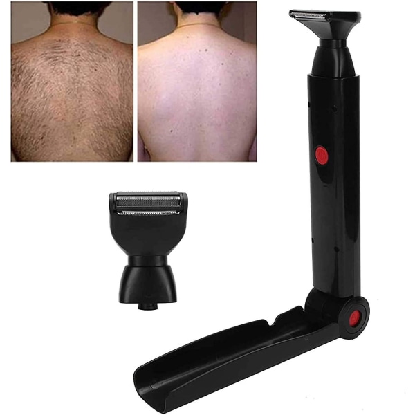 Rygbarbermaskine til mænd, 180-foldbart håndtag elektrisk barbermaskine med usb-opladning tilbage med 2 udskiftelige knive, gør-det-selv rygfjerning af kropshår til mænd