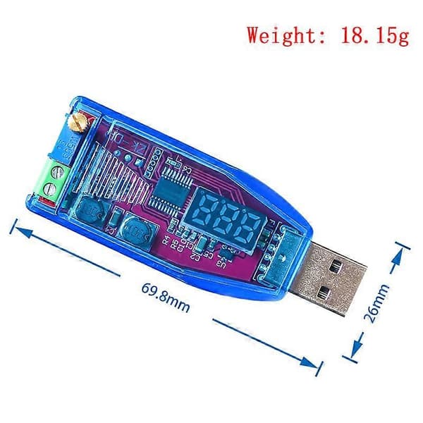 LED DC-DC 5V til DC 1-24V Justerbart Potentiometer USB Step Up/Down Buck Boost Konverter Strømforsyning Spændingsregulator Modul Green