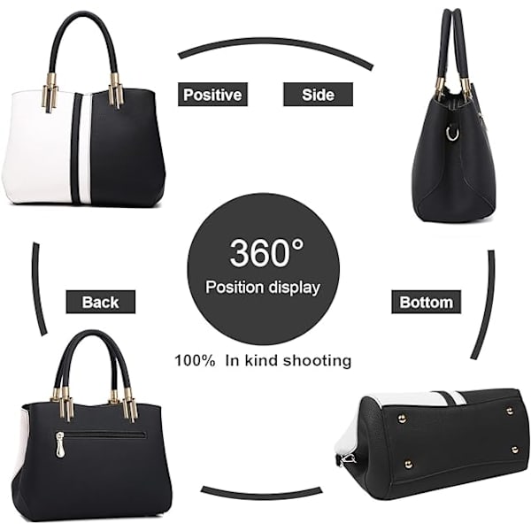 Dame Top-handle tasker, håndtaske kvinder elegant crossbody taske, PU læder damer håndtasker skuldertaske - gave til mor, søster og venner (sort)