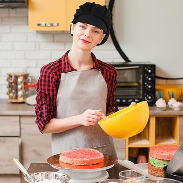 2kpl Kokin hattu Keittiö Baker Ruoanlaitto Chef Cap Musta Food Service Hiusverkot naisille Miesten reunalla