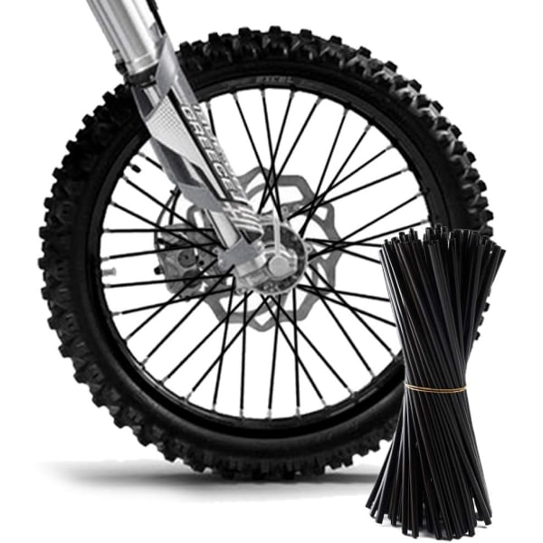 72 kpl/pakkaus Universal pyörän vanteen pinnan suojat Pinnakääreet Motocross Spoke Skins -vanteet Dirt Bike -maastopyörän moottoripyörän koristeluun (musta, 23,7 cm)
