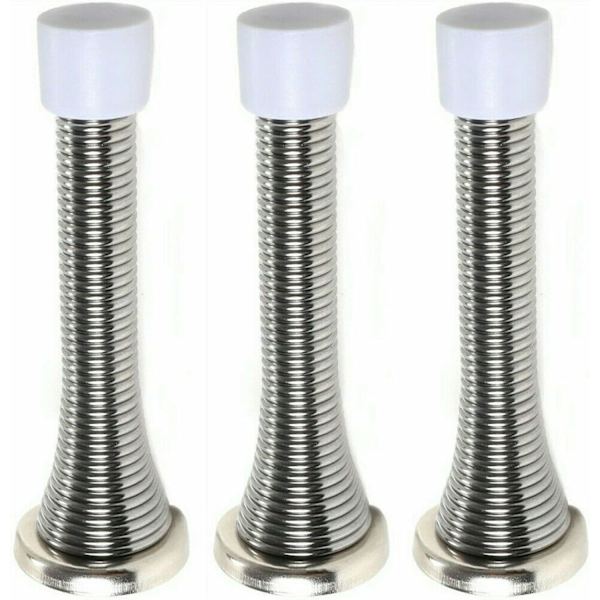 3-pack väggmonterade kromfjäderdörrstopp fjäderstopp golvlistbuffert