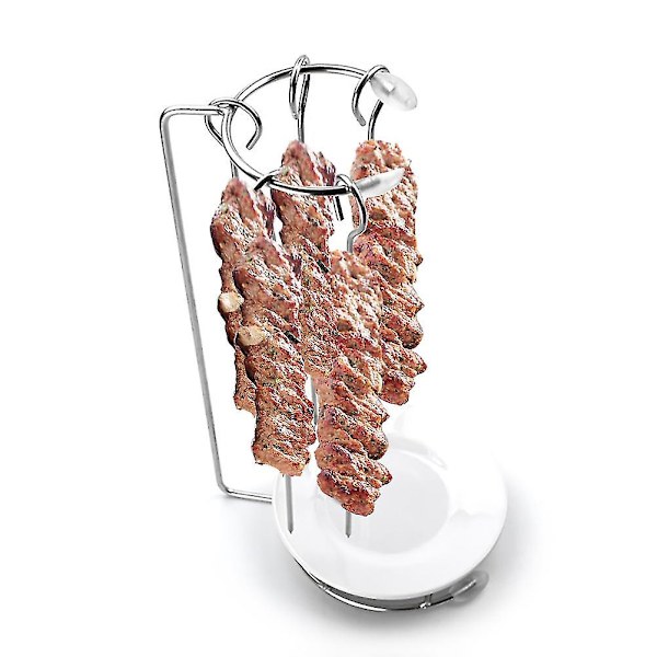 Grillspyd i rustfrit stål med grillnål og 5 holdere, genanvendeligt grilltilbehør 28*12cm
