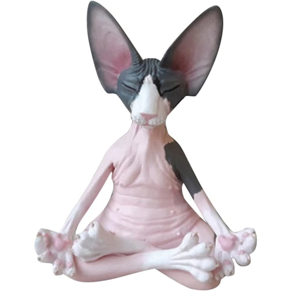 Sphynx-katt meditasjonssamleobjekter Zen Yoga Avslappet posisjon Buddha Meditasjon Sphynx-katt-samlinger Kattstatue for hjemmekontor