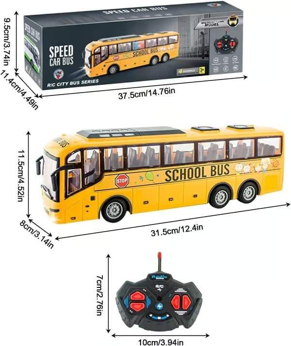 Fjärrstyrd skolbuss med LED-lampor