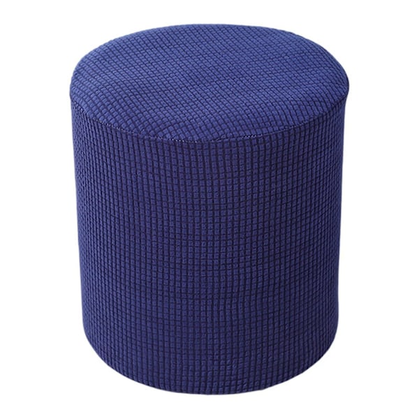 Stolöverdrag Enfärgad Dammskyddande Elastisk Kantdesign Polyester Stretch Kvadrat/Rund Fotpall P Dark blue