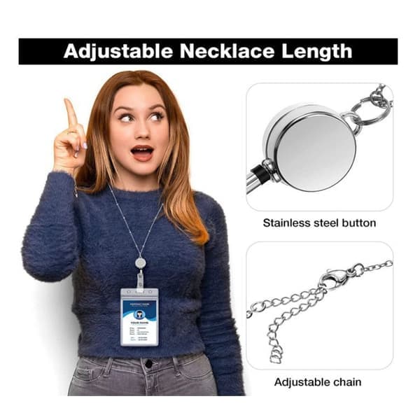 Badge Reel Lanyard med ID-kortholder Silver