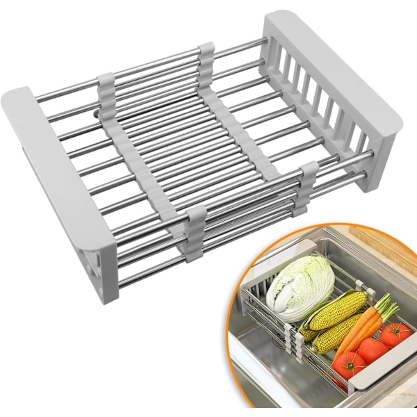 Expandable Dish Rack, Expandable(26 CM-46.5 CM), Stainless Steel Dish Drying Rack, Kitchen Over Sink Dish Drainer Sink Rack, for Kitchen Counter