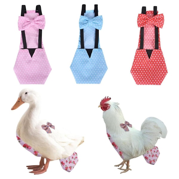 Kyllingebleer Bantam Høns - Genanvendelige 3 Stk Med Sløjfer Fjerkræbleer Vaskbar Vandtæt Til