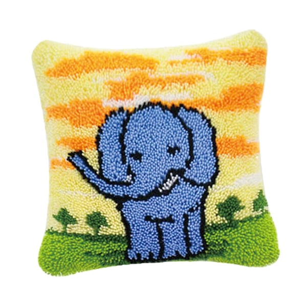 Gjør-det-selv Latch Hook Kit Putetrekk Craft For Brodery Carpet Elephant