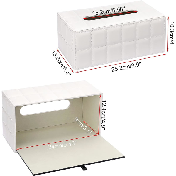 PU-nahkainen kotitaloustoimisto suorakaiteen muotoinen pehmopaperipidike laatikon cover case Lautasliinapidike - tyylikäs ja tyylikäs kodinsisustus, valkoinen