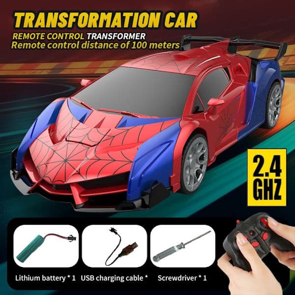 Spider Transform RC Bil Leker Med Øyne Og Lys Fjernkontroll Bil Deformasjon