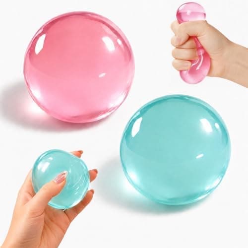 2-pak kokosolie stressbolde, langsomt stigende, ikke-klæbende fidget-legetøj, bløde sensoriske klemmebolde til skrivebord (blå+pink)
