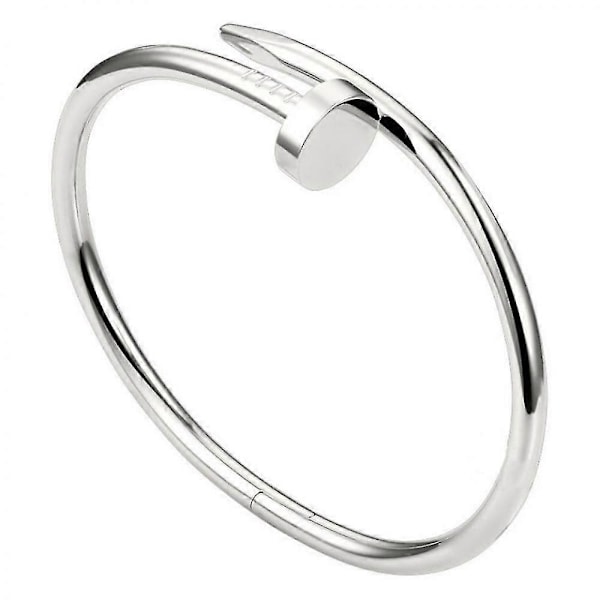 Rustfrit stål, moderigtigt armbånd med naglehoved, glat overfladedesign Silbrig