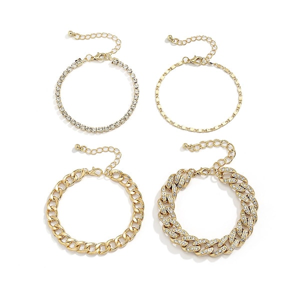 4 st Ormbenskedjearmband Set för Kvinnor Gold One-size