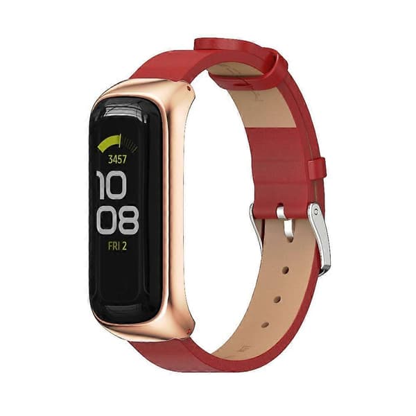 Mikrofiber Læder Urrem Til Samsung Galaxy Fit 2 Red Rose Gold