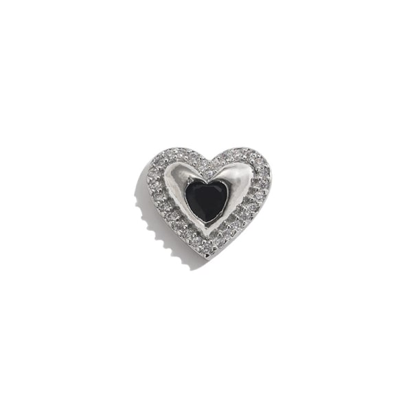 10 x klare hjertekrystaller med minifarvet hjertecenter flad bagside Diamante Rhinestones Kortfremstillingsudsmykning til håndværk (sort midte)