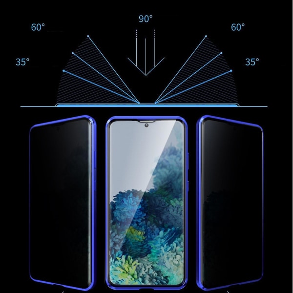 Magnetisk etui Compitiabe med Samsung Galaxy S23 Ultra, anti-kig-etui Dobbeltsidet hærdet glas Beskyttende Flip Shell 360 Full Body Protection M Blue