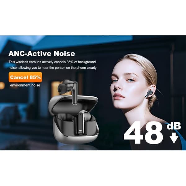 AI Instant röstöversättare – 3-i-1 Bluetooth 6.0 – Stöder 144 språk – 60 timmars batteritid – Svart