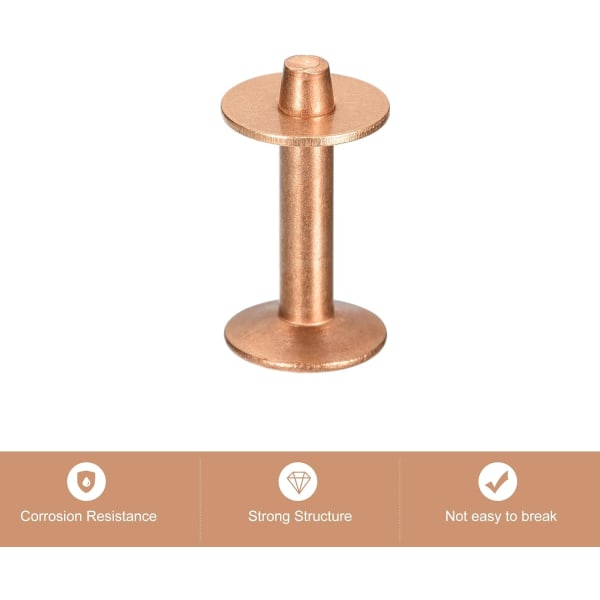 10 set koppar nitar och grader, 10x3,3x21mm solida läder koppar nitfäste för läder DIY hantverksmaterial, koppar ton