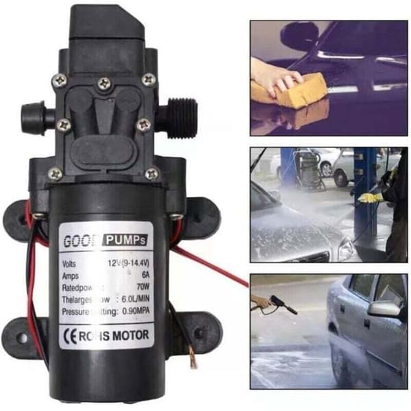 Högtrycksvattenpump - LUSKYKA® - 130 psi tryck - 12V DC - Membranpump - Självsugande