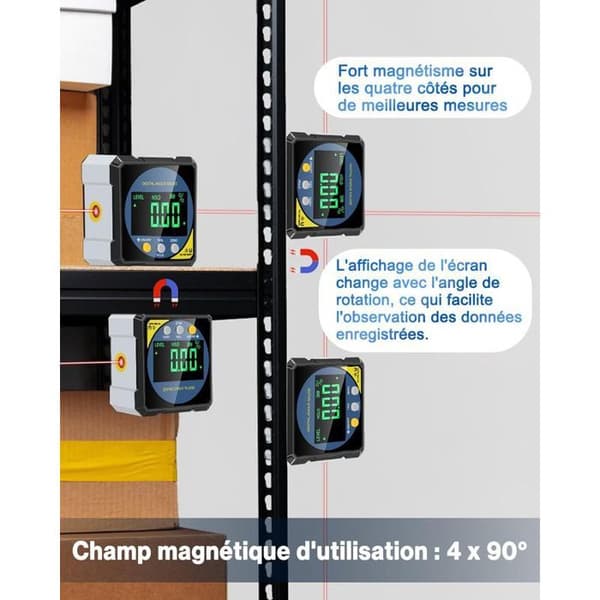 Digital dobbeltlaser-inklinometer/vinkelmåler - USB-C - Magnetisk base - ±0,2° præcision - IP54 - Til træbearbejdning