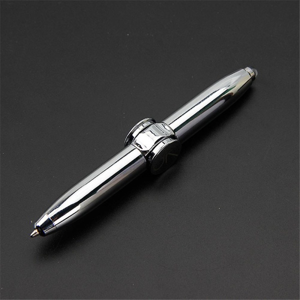 Led Pen Fidget Spinner Pen Stress Relief Toy Led Spinning Ball Pen Multicolor - Electroplated silver