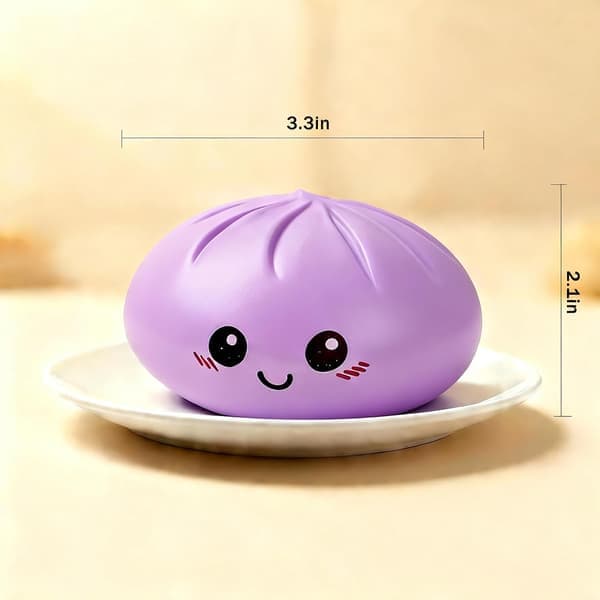 Glitter Dumpling Squishy Legetøj, Blød Strækbar Klemmebold med Damper til Børn og Voksne Flour Purple
