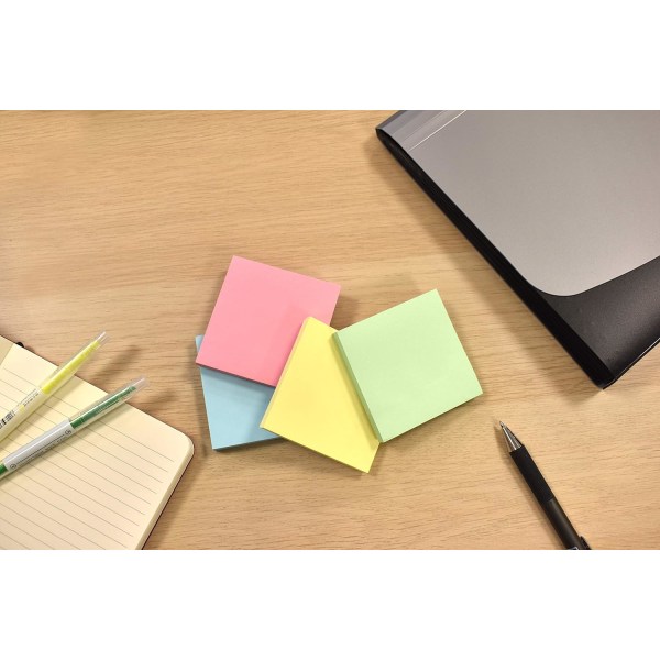 2 x 400 Pastellfarger Flyttbare Sticky Post-it-lapper 76x76mm 2 x 4 Blokker med 100 Ark - Blå, Rosa, Grønn, Gul