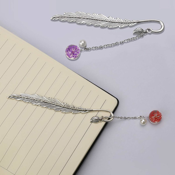 6 kappaletta metallihöyhenkirjanmerkkejä lehden ikuisesti kuivattu kukkahelmen riipus käsitöitä, Vintage Creative Book Mark Clip sivun merkki, pojille tytöille lahja
