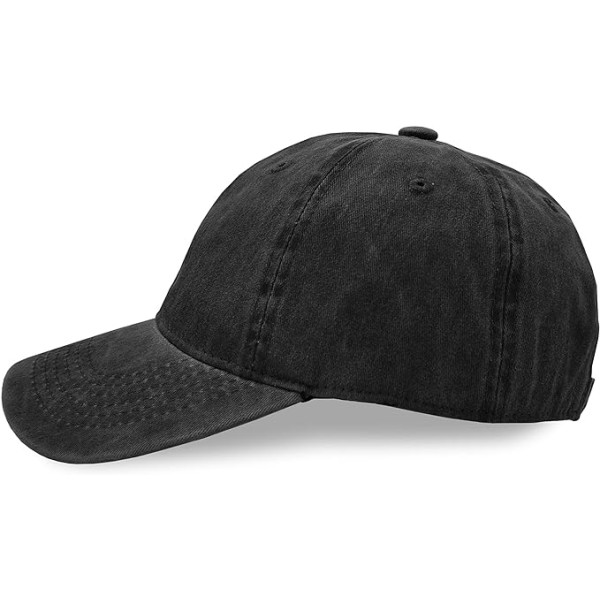 Baseballkeps, Bomull Justerbar Sport Utomhus Solkeps Unisex Hip Hop Casual Hat Snapback Cap(svart)