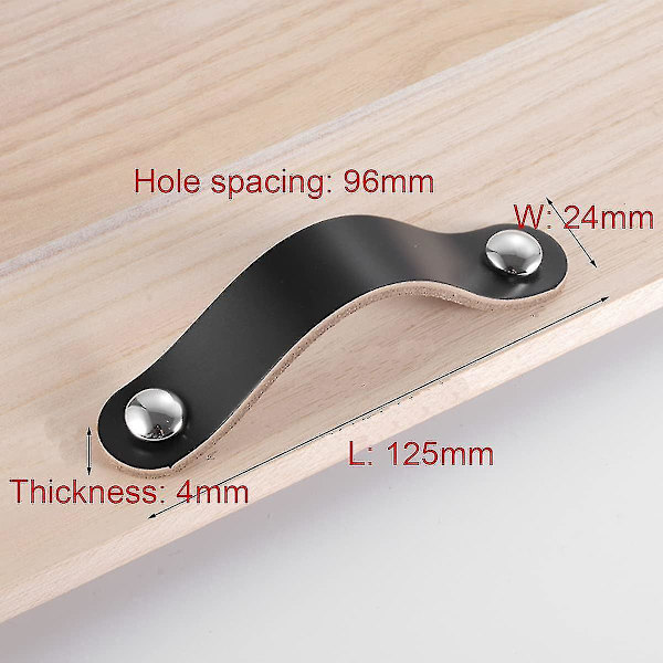 8 st svarta läderhandtag 96 mm läder skåp handtag, lådhandtag, skåphandtag läderhandtag