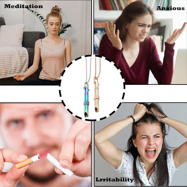 2 stk. Angst-åndedrætshalskæde - Åndedrætshalskæde til angst - Halskæde til stressaflastning - Mindfulness-halskæde - Åndedrætshalskæde til angstlindring