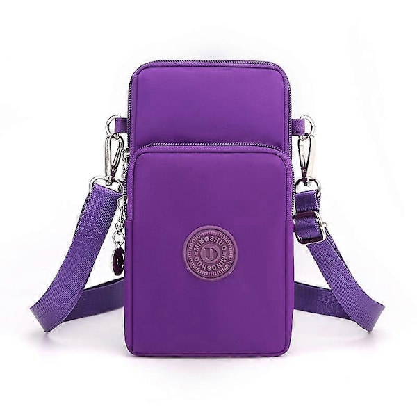 Små axelväskor Nylon Dam Mobiltelefonväskor Mini Kvinnlig Messenger Plånbok Dam Ny 2024 F PURPLE