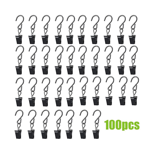 Klips for hengende lysstrenger: 100-pakks klips for hengende lys, kraftige metallklips for strenglys til fester