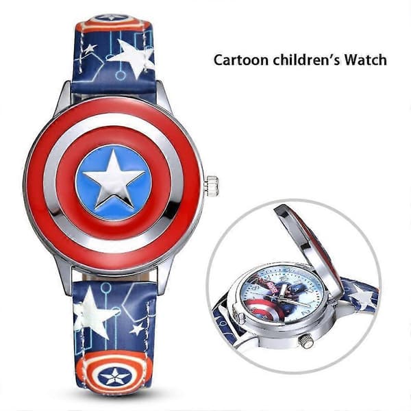 Marvel Avengers Tema Quartz Klocka Barn Flipfodral Klocka Present Captain America